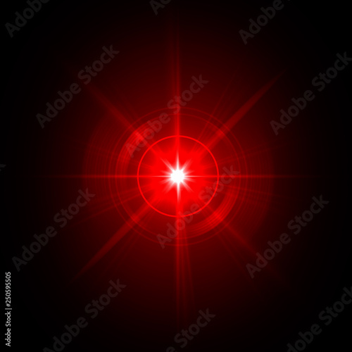 Solar Lens flare Red light special effect Black background
