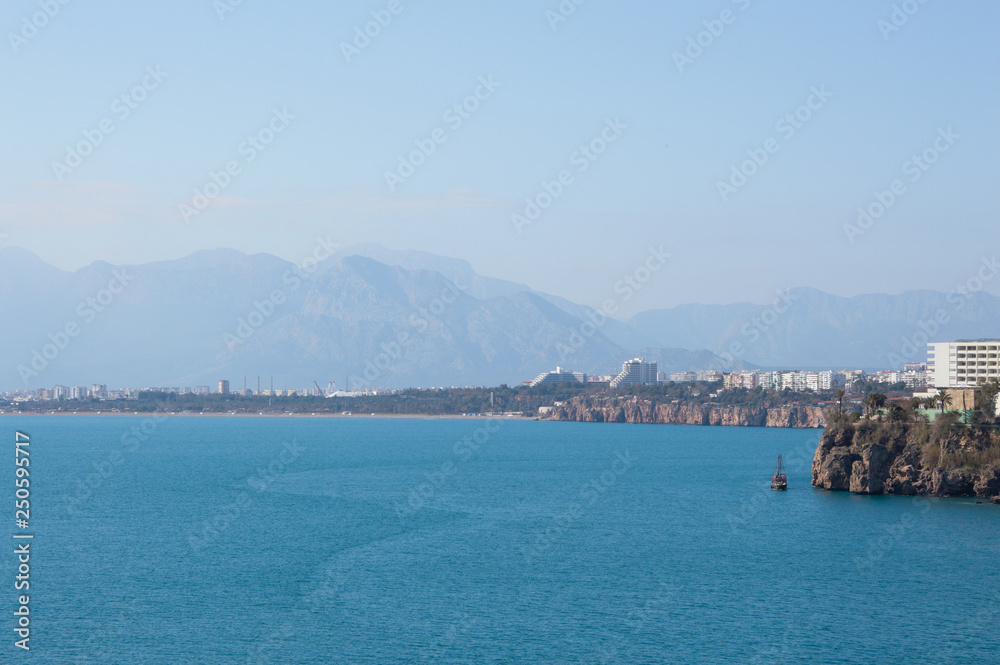 Landcape of the city of Antalya, Mediterranean sea