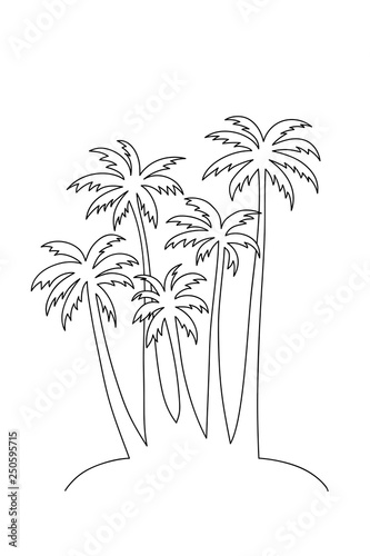 Continuous line drawing of a bunch of palm trees. 