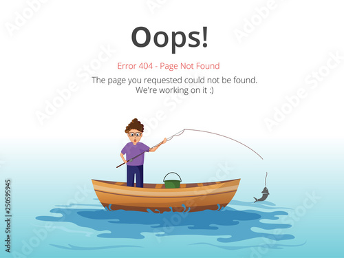 Error 404 page layout vector design. Website 404 page creative concept. The page you requested could not be found. Oops 404 error page.