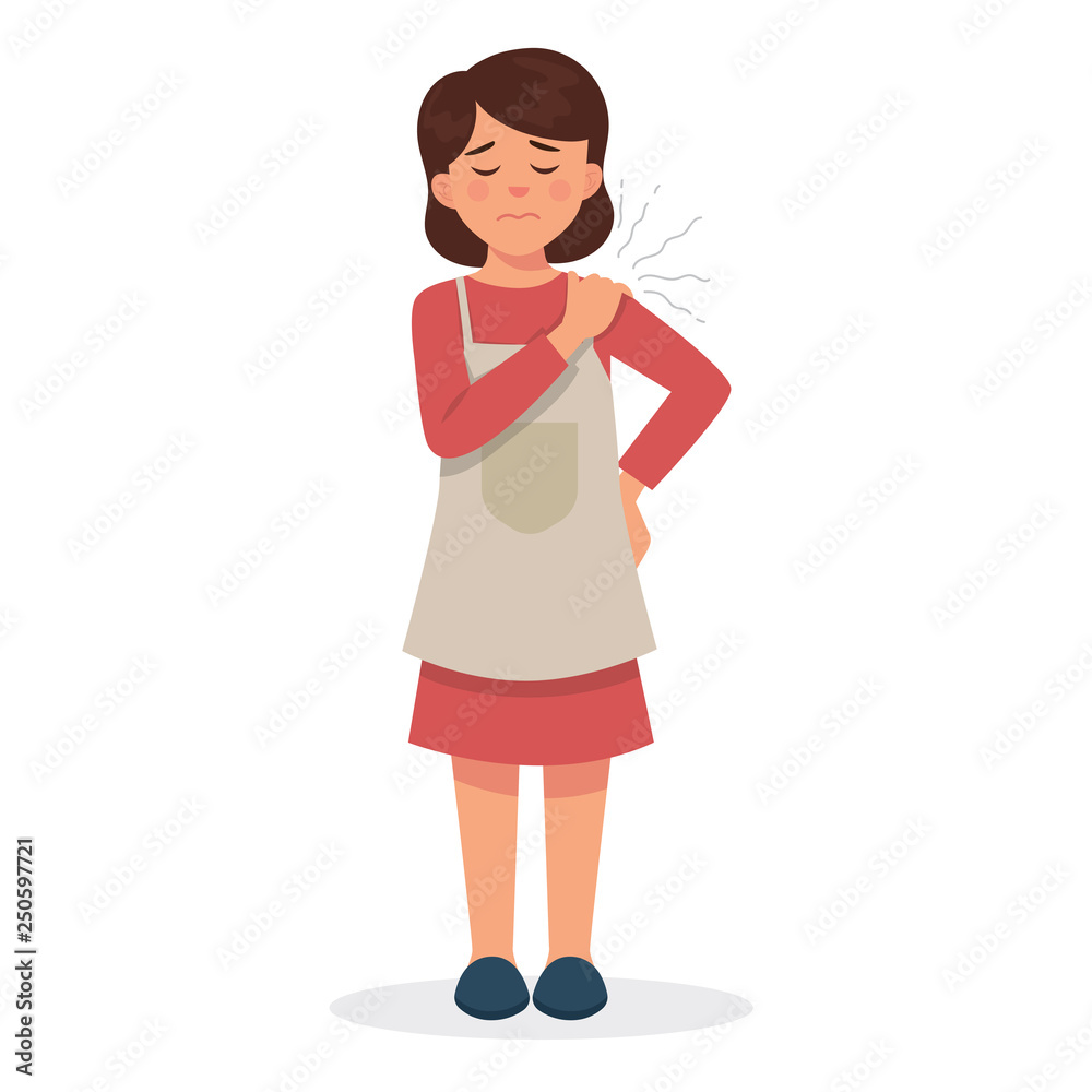 vector illustration of young mother feels tired and hurt in her back - Vector vector illustration of young mother feels tired and hurt in her back - Vector