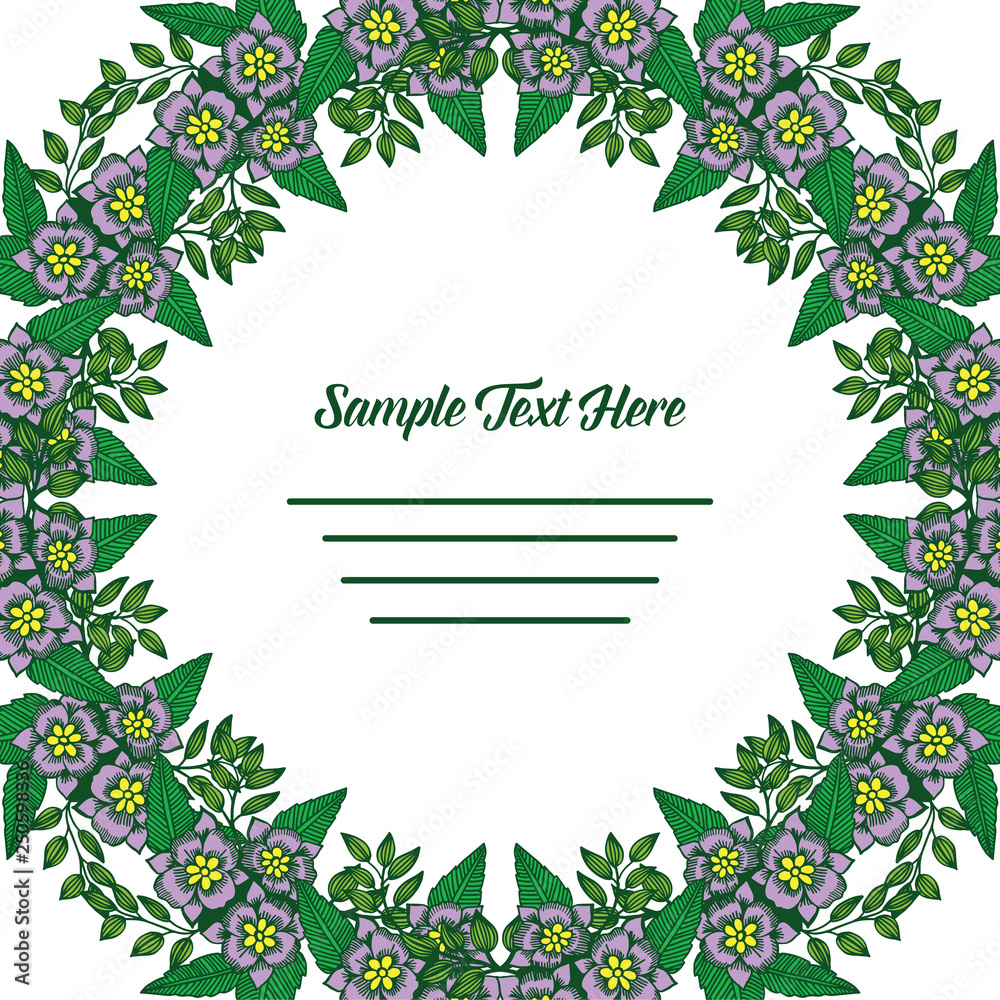 Fototapeta premium Vector illustration your sample text here with frame flower white backdrop hand drawn