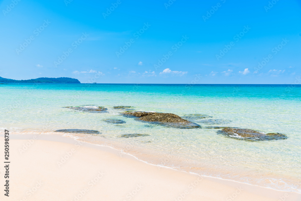 tropical beach and sea with blue sky, vacation concept tropical beach and sea with blue sky, vacation concept