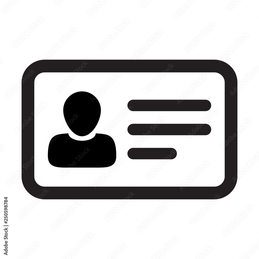 ID card icon vector male user person profile avatar symbol in flat color glyph pictogram illustration