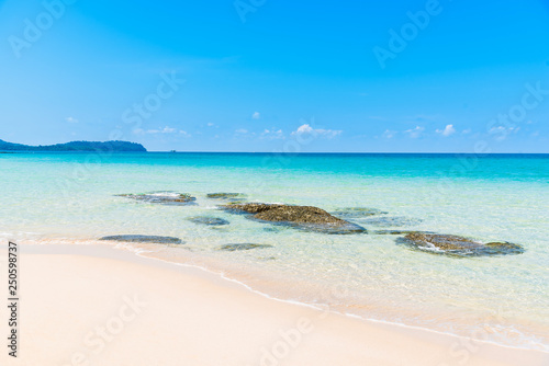 tropical beach and sea with blue sky  vacation concept 
