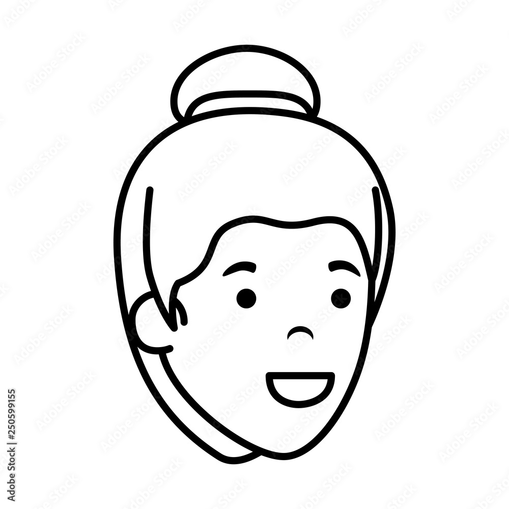 beautiful and young woman head character beautiful and young woman head character