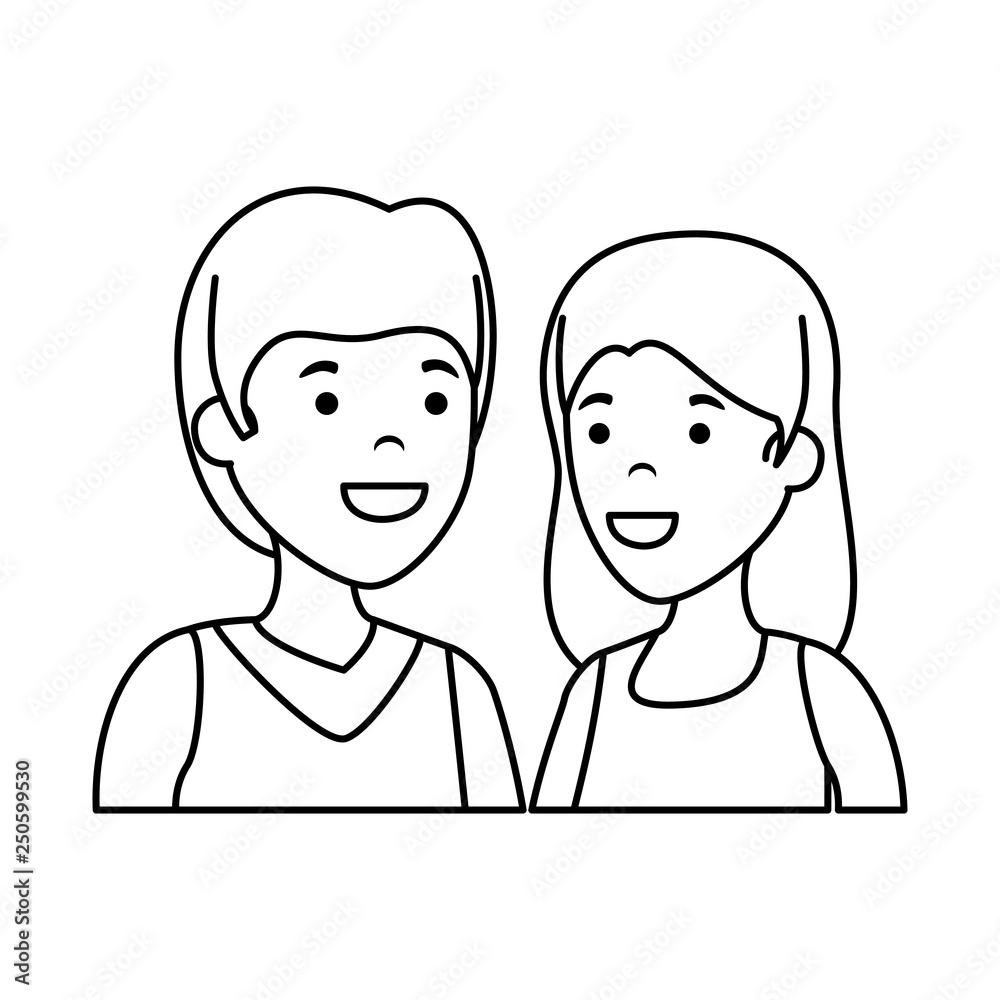Fototapeta premium couple avatar characters icons