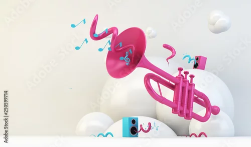 Obraz różowa trąbka ilustracja