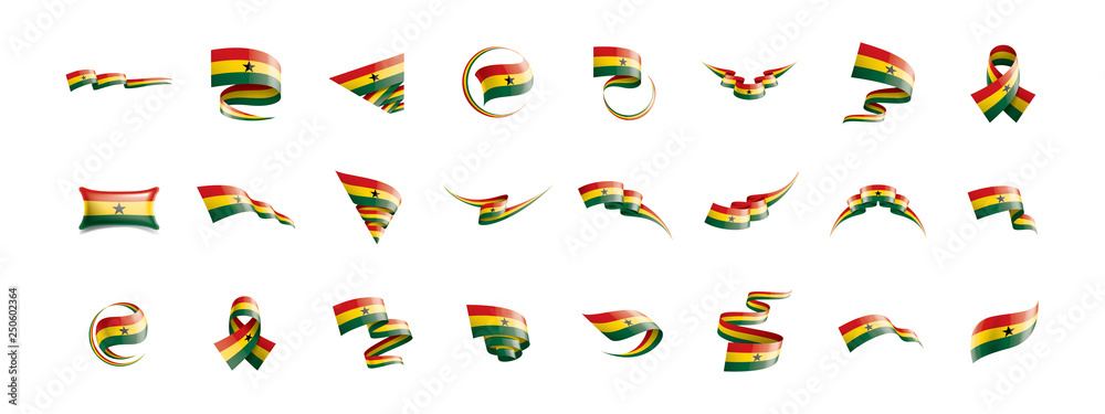 Ghana flag, vector illustration on a white background Ghana flag, vector illustration on a white background