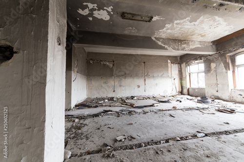 interior of an old abandoned building