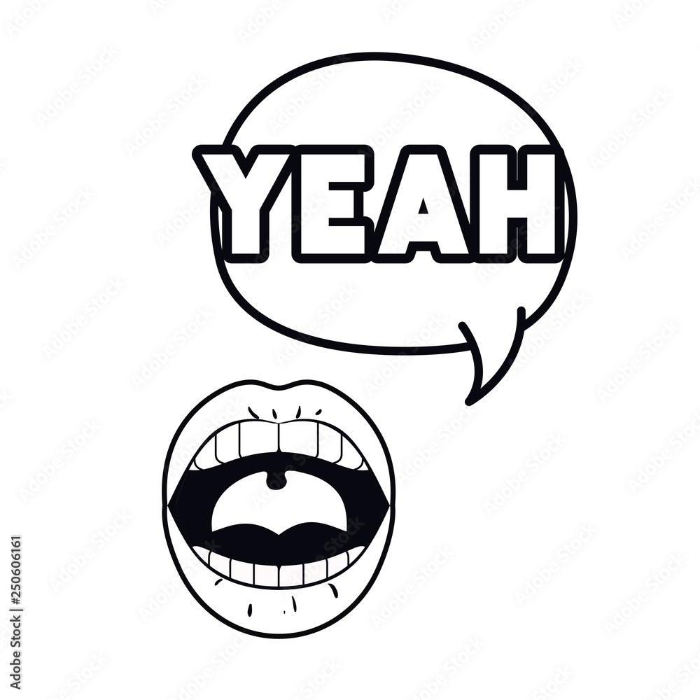 female mouth with speech bubble isolated icon female mouth with speech bubble isolated icon