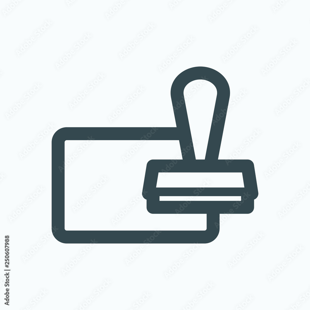 Ink pad linear icon, ink pad with rubber ink stamp vector icon Ink pad linear icon, ink pad with rubber ink stamp vector icon