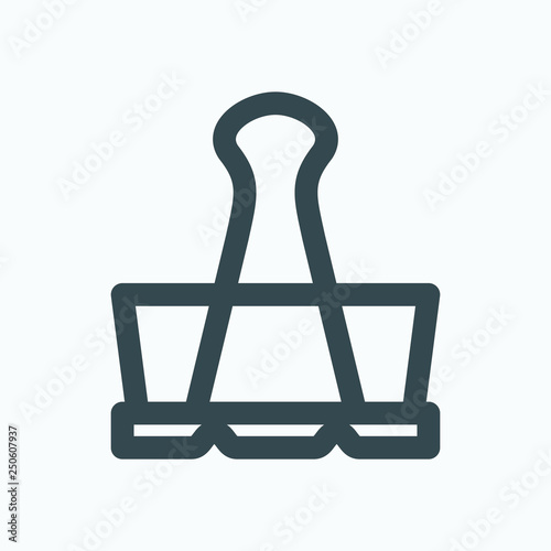 Binder clip linear icon, metal bulldog clip vector icon
