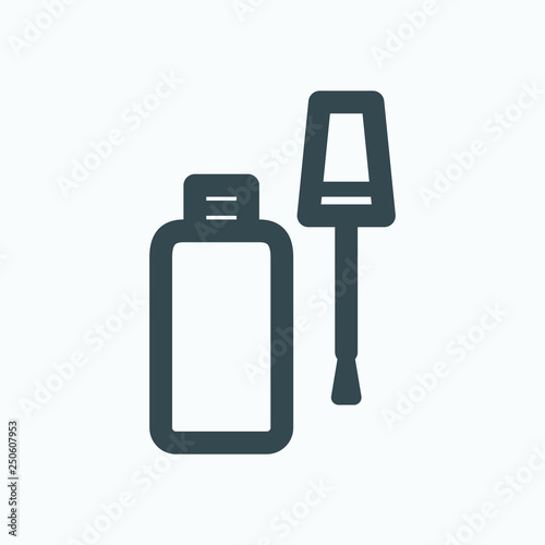 Correction fluid linear icon, bottle of white correction fluid with brush applicator vector icon