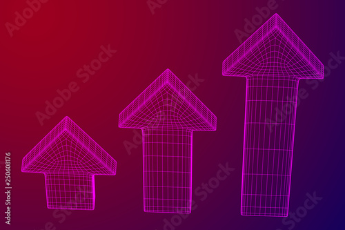 Arrow wireframe low poly mesh vector illustration