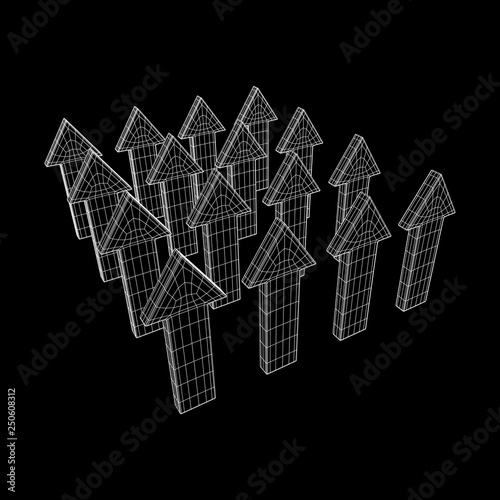 Arrow wireframe low poly mesh vector illustration