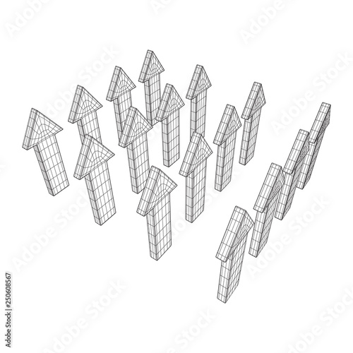 Arrow wireframe low poly mesh vector illustration