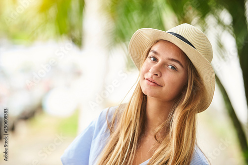 Stuning blond girl in hat, portrait © sanneberg