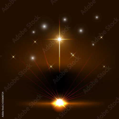Christian religious design for Easter celebration, Christmas. Shining Cross. Vector illustration.