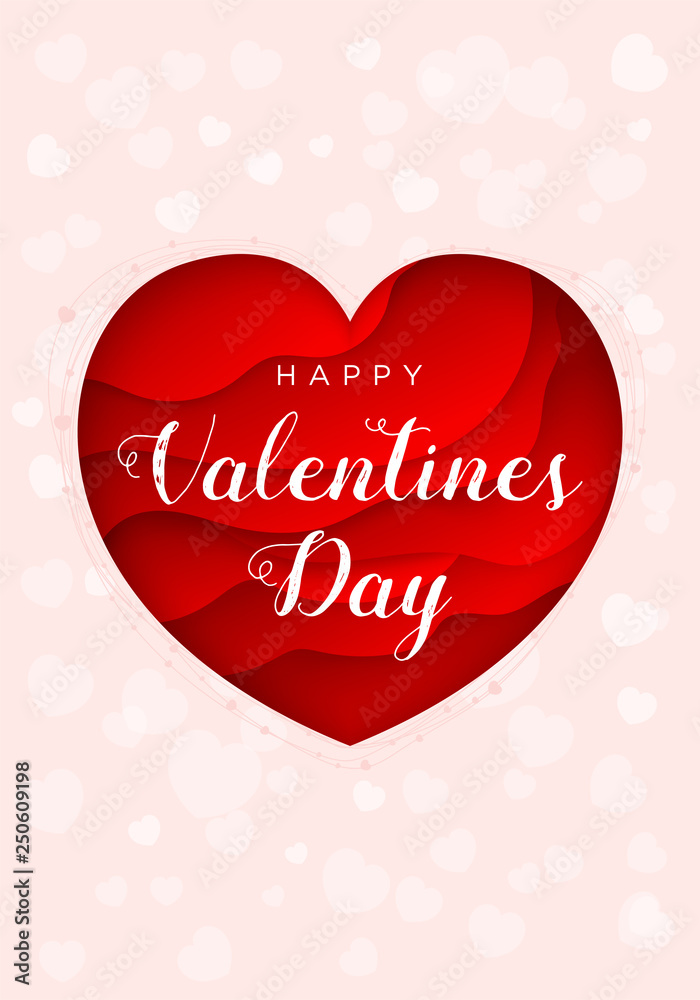 Happy Valentines Day greetings card. Holidays template. Elegant design