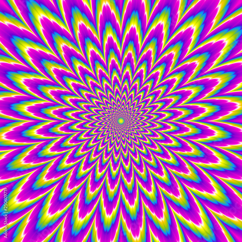 Colorful rainbow flower. Optical expansion illusion.
