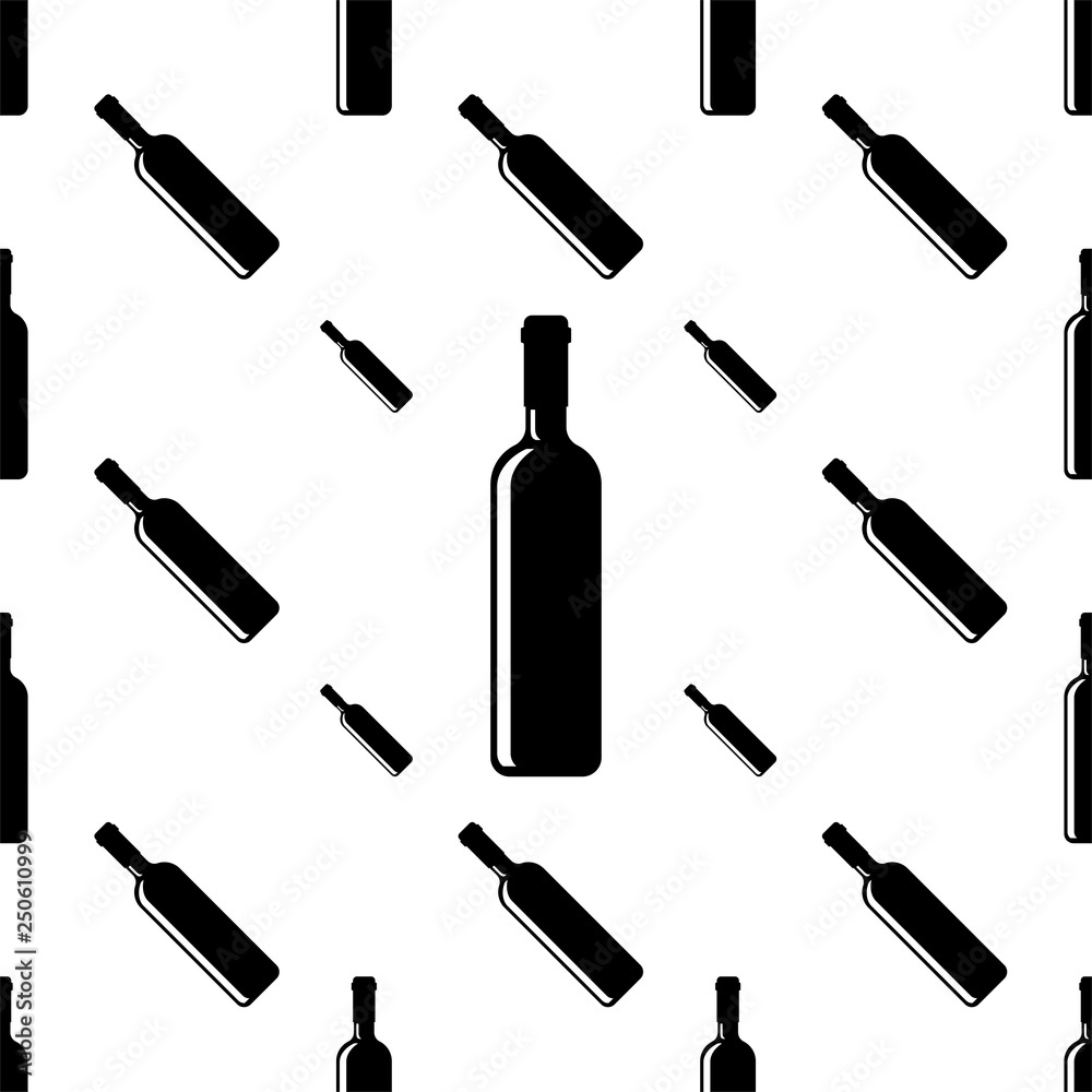 Obraz premium Wine Bottle Icon Seamless Pattern