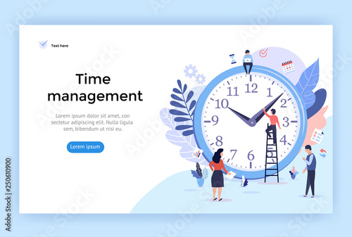 Time management concept illustration, perfect for web design, banner, mobile app, landing page, vector flat design
