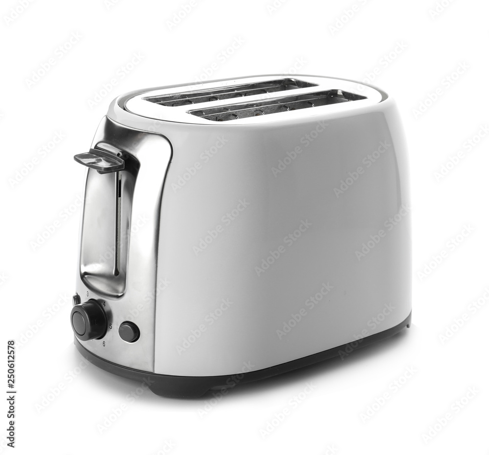 Modern toaster on white background foto de Stock | Adobe Stock
