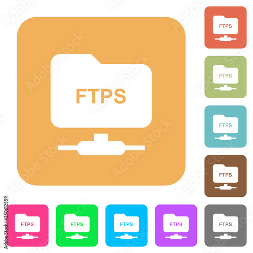 FTP over ssl rounded square flat icons