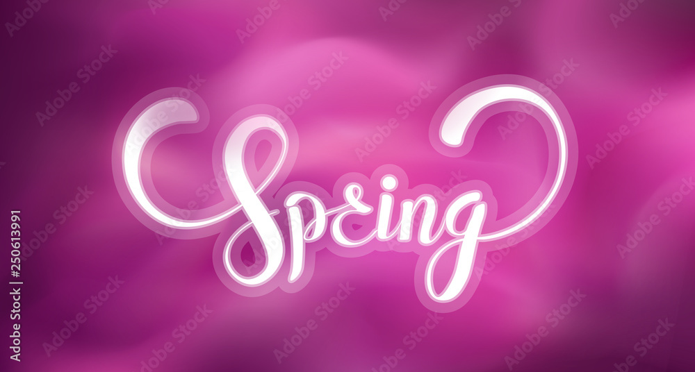 Spring background template with soft gradient colors backdrop and lettering.