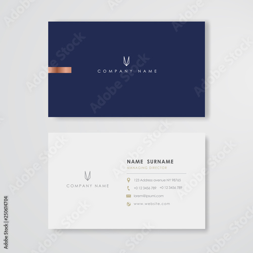 Blue business card flat design template vector photo