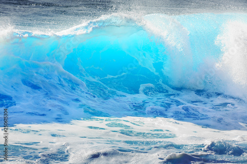 Wall Mural Beautiful seascape view of the big blue surf waves of the Atlantic ocean on the