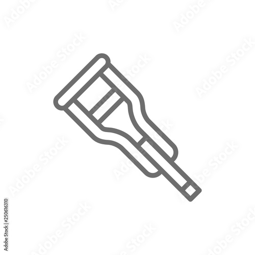 Crutch, stick line icon.