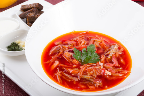 Russian beetroot red spicy soup