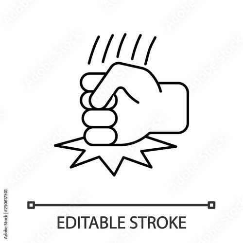 Fist on table linear icon