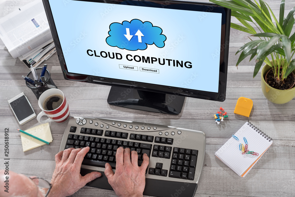 Cloud computing concept on a computer Cloud computing concept on a computer