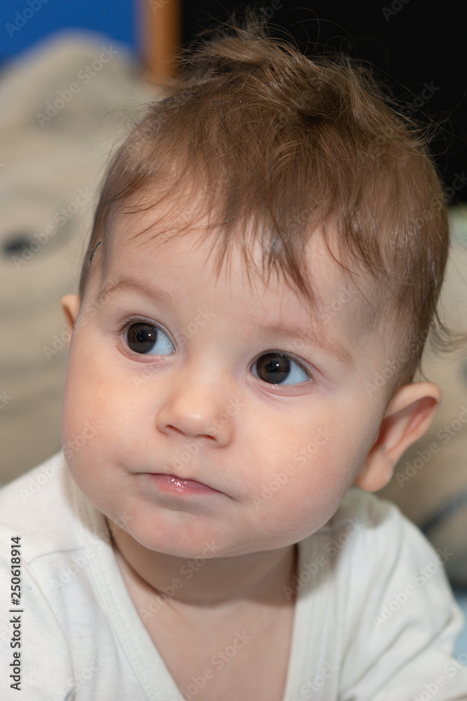 A baby, one year old girl. Poses set