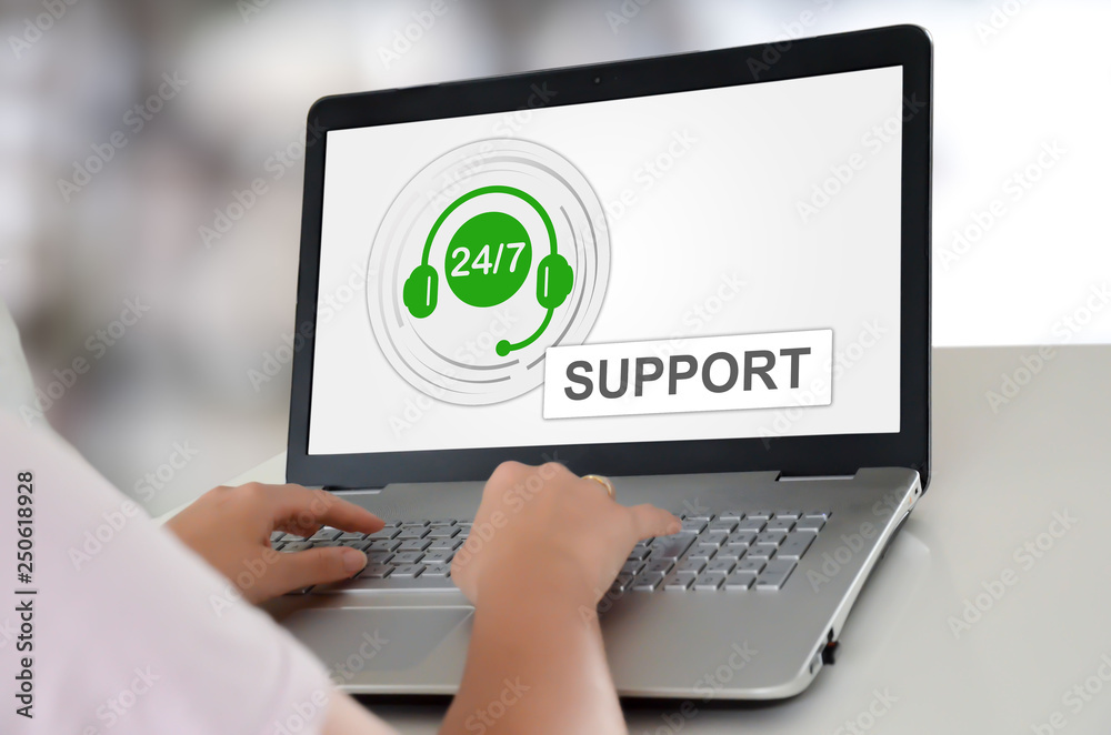 Support concept on a laptop Support concept on a laptop