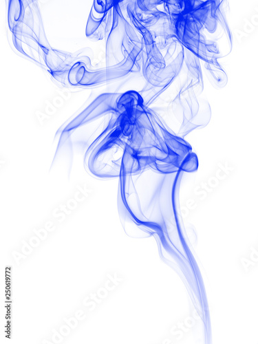 Movement of blue smoke abstract on white background  ink water