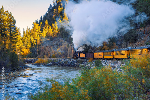 Historic steam engine train in Colorado, USA photo