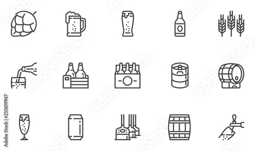 Платно Brewery Vector Line Icons Set
