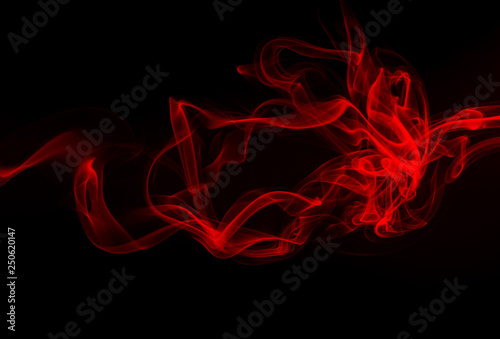 Red smoke abstract on black background, Fire design