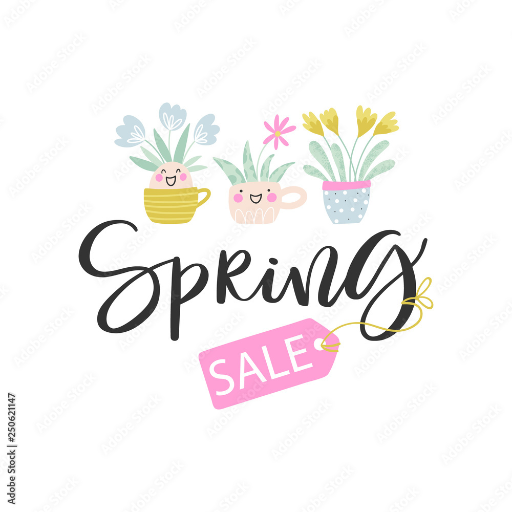 Obraz premium Spring sale background with flowers