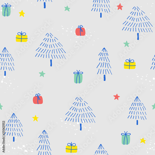 Wallpaper Mural Seamless background with trees and gifts Torontodigital.ca