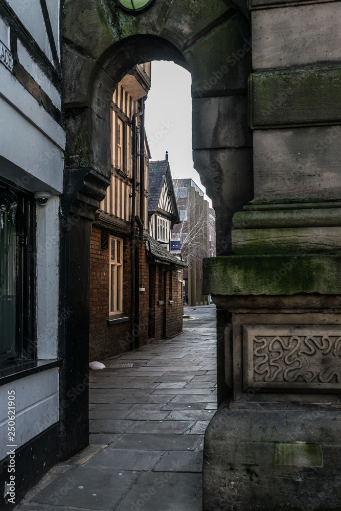 Door in the street in city wall of old town of Chester England United Kingdom UK Door in the street in city wall of old town of Chester England United Kingdom UK