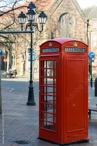 English red telephone box in Chester United Kingdom UK