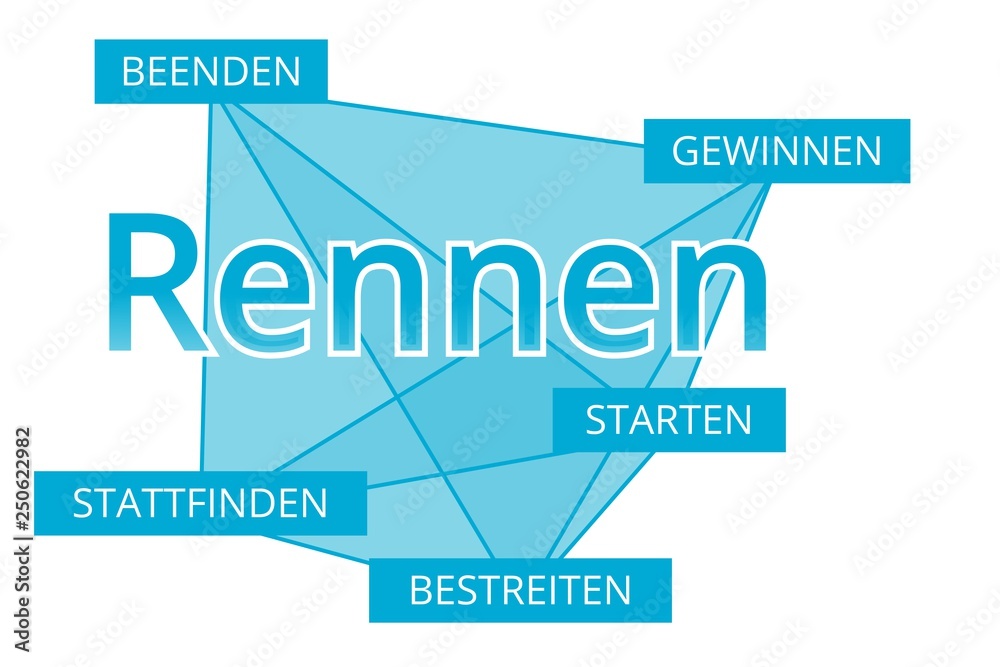 Rennen - Begriffe verbinden, Farbe blau