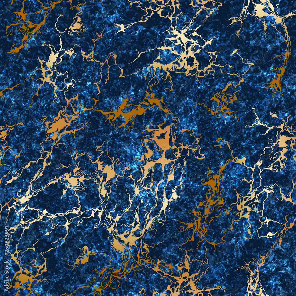 Seamless textured marble pattern with gold veins. Luxury golden granite