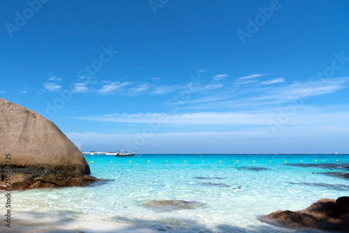 Landscape view of Similan Island and Phuket Island, tropical island in Thailand. Very beautiful and paradise beach and sea.