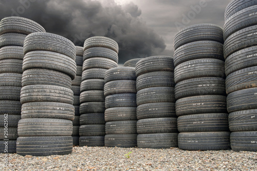Pile of old tires photo